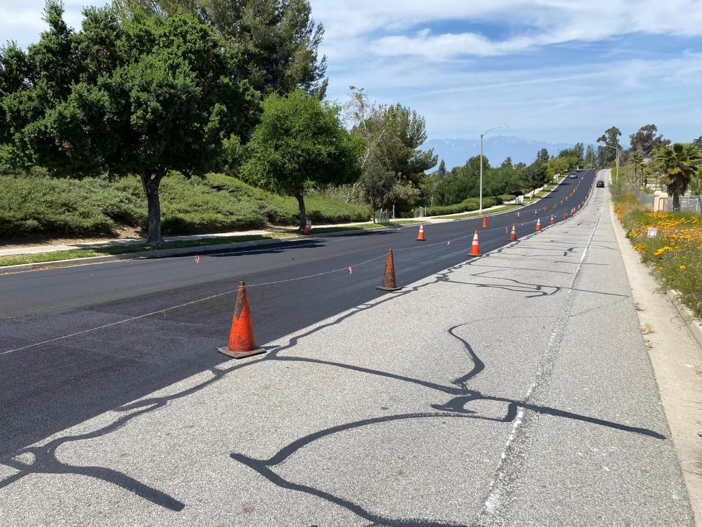 road that has been slurry sealed