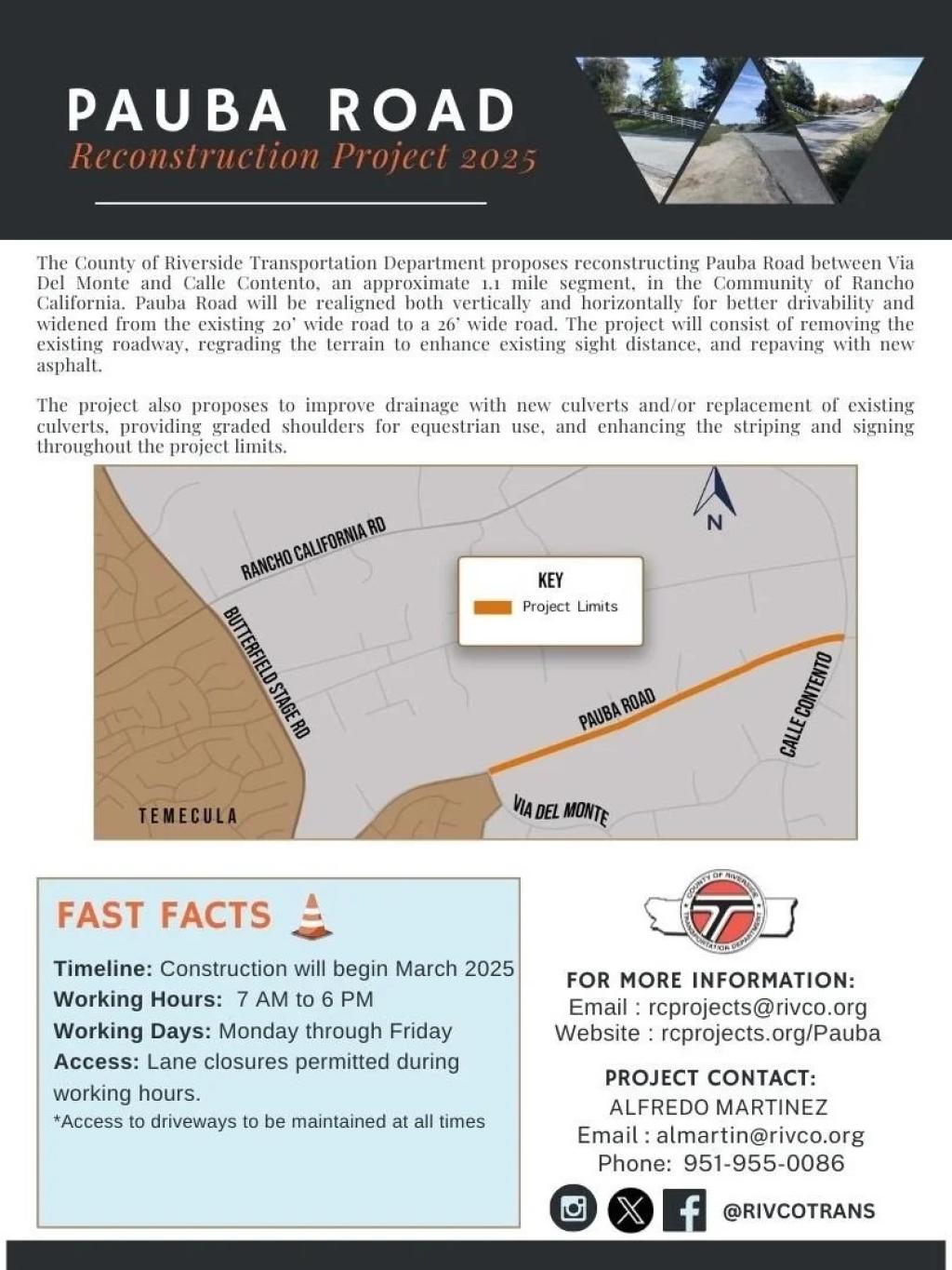 Pauba Rd Reconstruction Project Flyer